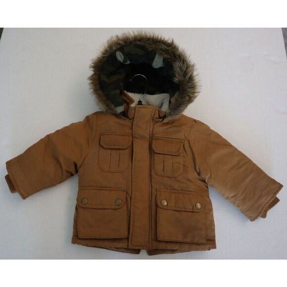 Carter's C2206168 Baby Boys' Sz 12M Camel Brown Heavyweight Adventure Parka Coat - Picture 7 of 12
